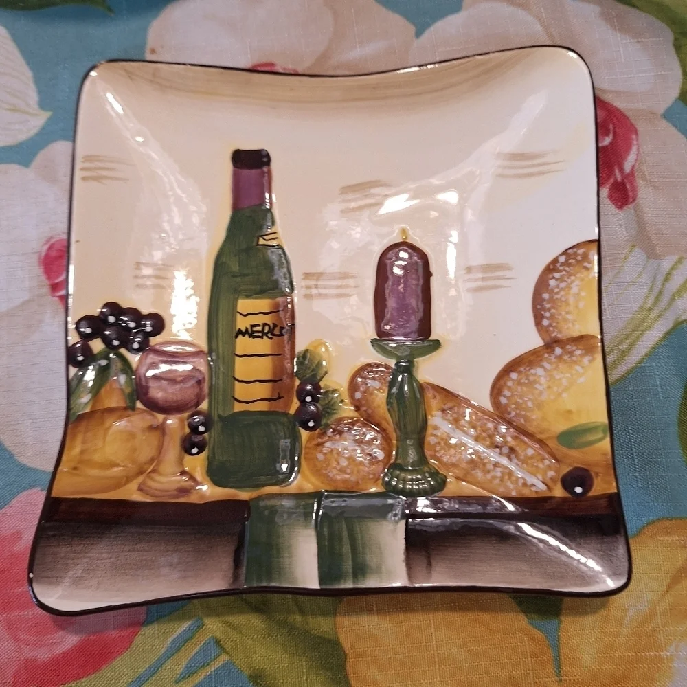 Wine Cheese Dish & Cheese Knife